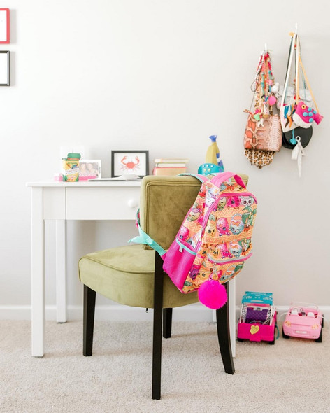 Stella White Study Desk Front View with Chair Room