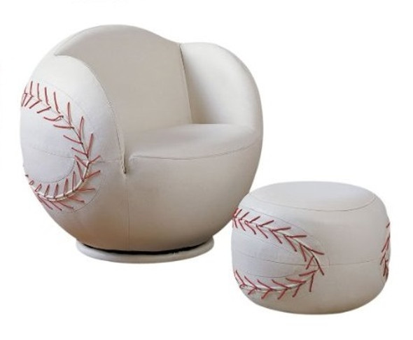 Baseball Swivel Chair & Ottoman