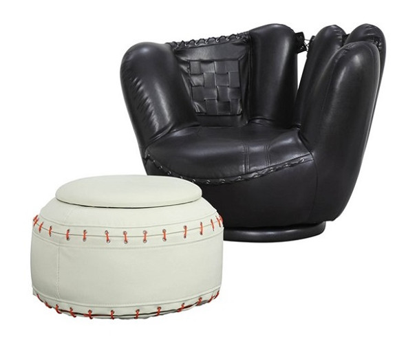 Baseball Glove Swivel Chair & Ottoman