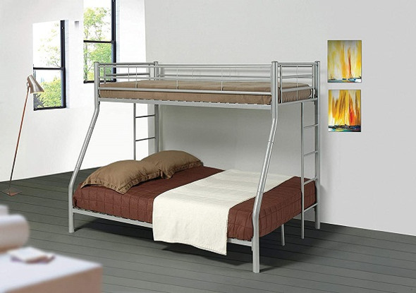 Leland Silver Twin over Full Metal Frame Bunk Beds Room