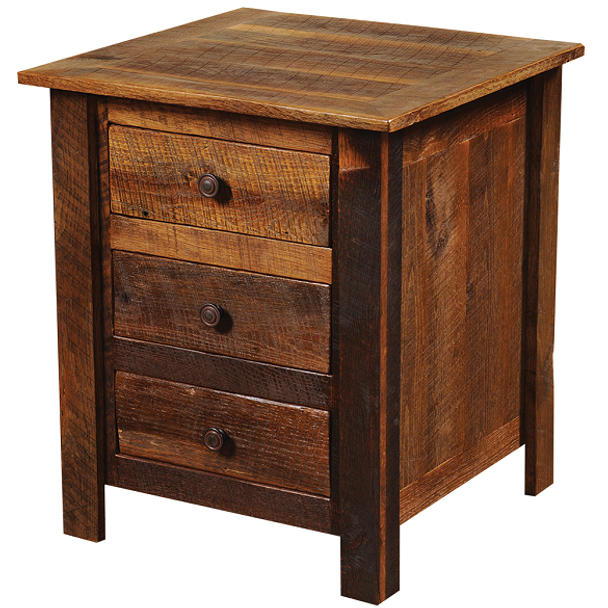 Lewistown Three Drawer Nightstand Barnwood