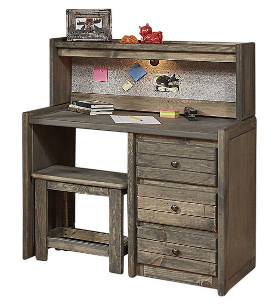 Gracie Driftwood Student Desk shown with Optional Desk Hutch (Bench is no longer available)
