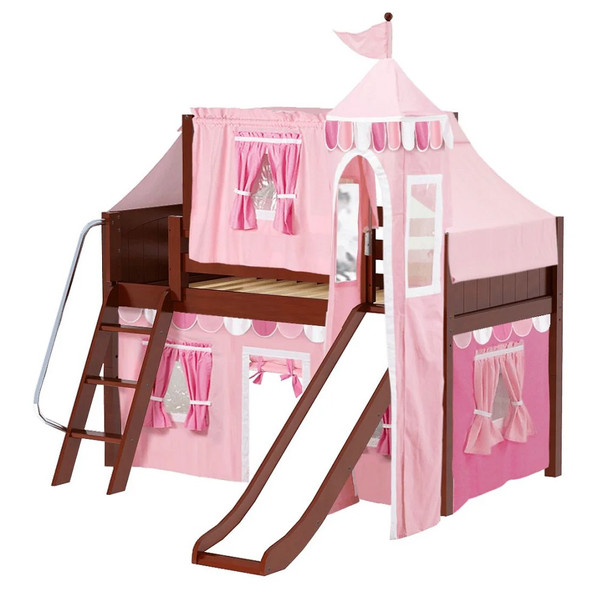 Sleeping Beauty Chestnut Twin Low Girls Princess Loft Bed-Panel Ends Sleeping Beauty Chestnut Twin Low Girls Princess Loft Bed-Panel Ends