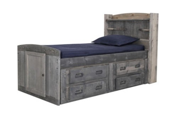 Harley Driftwood Bookcase Twin Captains Bed