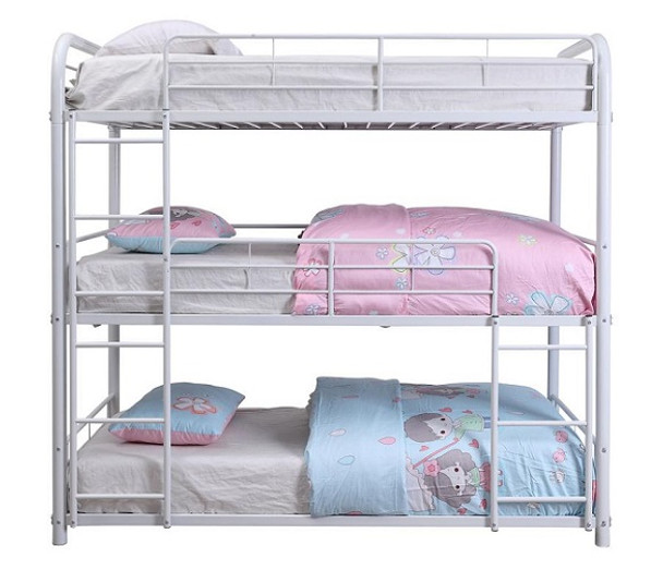 Hannah White Metal Triple Full Bunk Bed