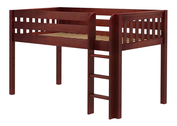 Theo Chestnut Twin XL Low Loft Bed with Slatted Ends