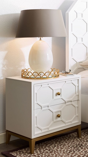 Antoinette White and Gold Nightstand with Charging Station Room Antoinette White and Gold Nightstand with Charging Station Room