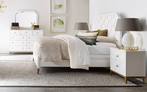 Antoinette White and Gold Queen Bed Frame Room