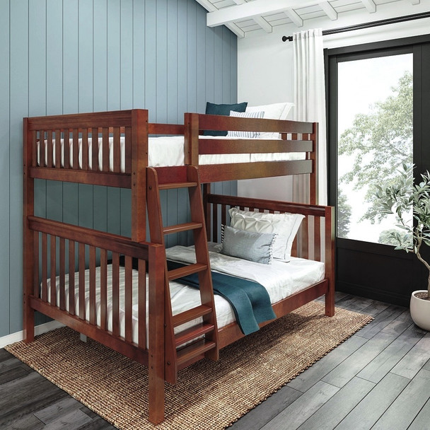 Theo Chestnut Full over Queen Bunk Bed Angled View Room