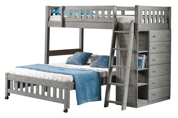 Mercer Chimney Gray Twin over Full L Shaped Bunk Bed