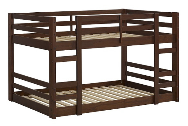 Eldon Walnut Twin Size Low Bunk Beds for Kids no bedding