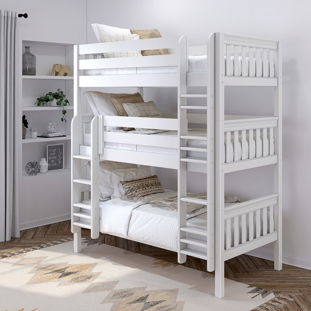Stella White Triple Bunk Bed-Slatted Ends Room