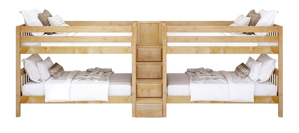 Melrose Natural Quadruple Bunk Bed with Stairs