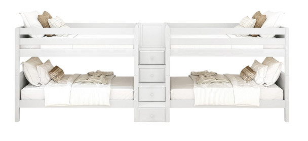 Melrose White Quadruple Bunk Bed with Stairs