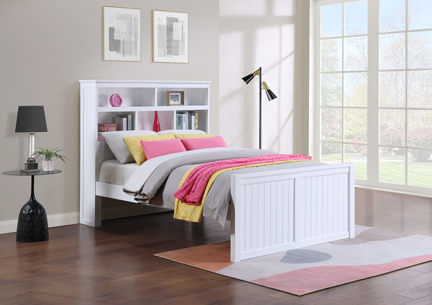 Beatrice White Full Bookcase Bed Room