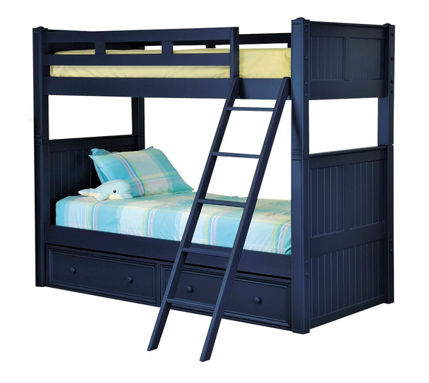 Annapolis Blue Twin over Twin Bunk Beds Optional Set of 2 Storage Drawers