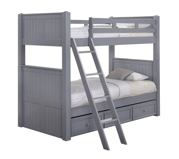 Moreno Grey Twin Bunkbed shown with Optional Twin Storage Trundle