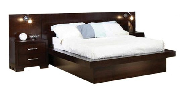 Makenna Cappuccino Platform Wall Bed shown with Optional Nightstands