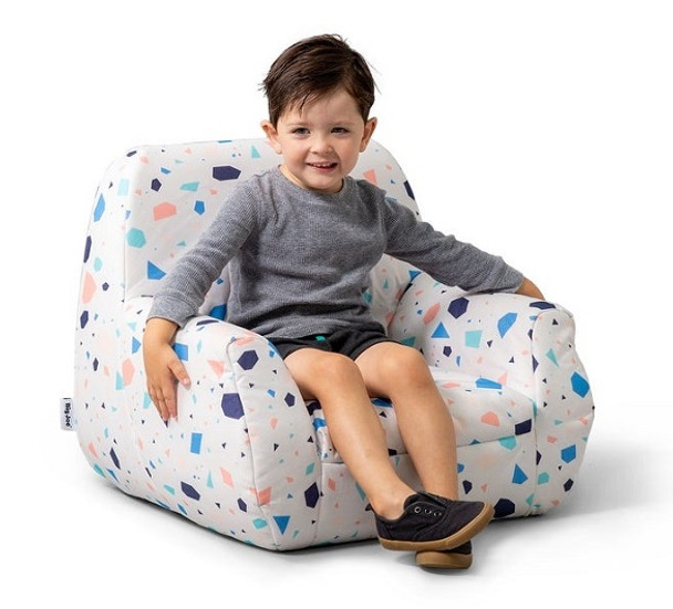 Big Joe Mid Mod Toddler Bean Bag Chair with Toddler Dolce Terrazzo White Patterned Print