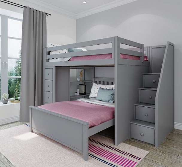 Almere Gray Full over Full L Shaped Bunk Beds Room