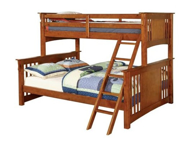 Highland Oak Twin over Queen Bunk Bed