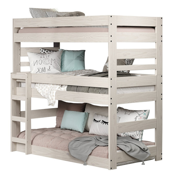 Helena Antique White Twin 3 Bed Bunk Bed