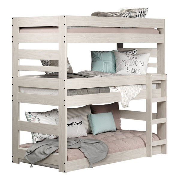 Helena Antique White Twin XL 3 Bed Bunk Bed