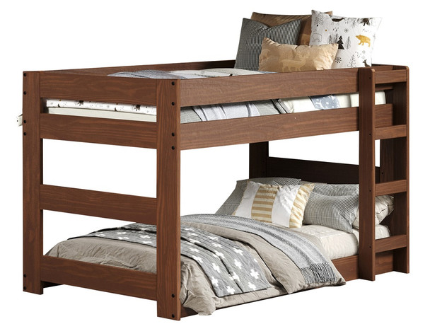 Cass County Mahogany Brown Twin Low Bunk Beds