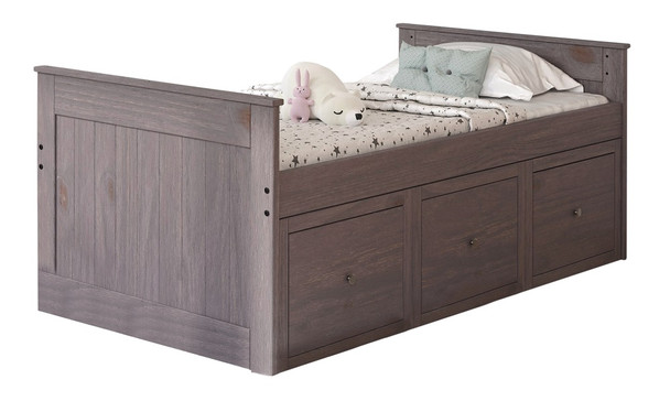 Liam Distressed Walnut Twin Captains Bed