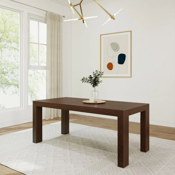 Rockport Distressed Walnut Dining Table Angled View Room