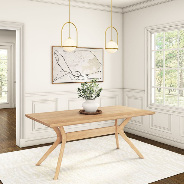 Ducati Natural Modern Dining Table Angled View Room