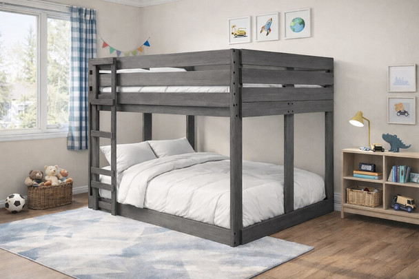 Arlington Distressed Walnut Queen Bunk Beds