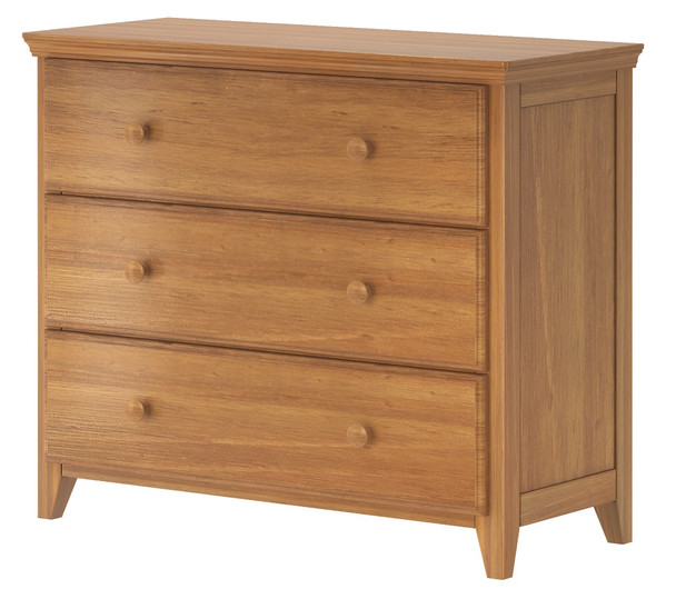Blake Pecan 3 Drawer Chest Angled View