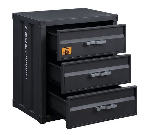 Shipping Container Gray Metal 3 Drawer Dresser