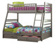Flynn Gray Twin over Full Bunk Bed with Storage