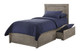 Endicott Rubbed Gray Twin Panel Bed shown with Optional Set of 2 Underbed Storage Drawers