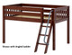 Caleb's Chestnut Twin Low Loft Bed shown with Optional Angled Ladder