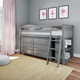 Almere Gray Twin Low Loft Bed with Storage Angled View Room