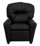 Leather Kids Recliner with Cup Holder Front View Black
