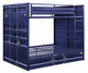 Shipping Container Full Size Blue Metal Bunk Beds shown with Optional Twin Size Trundle In