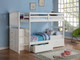 Richmond Beach Twin over Twin White Bunk Beds with Stairs shown with Optional Underbed Storage Drawers