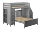 Almere Gray Twin over Full L Shaped Bunk Beds with Storage Left Side Angled View