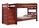 Jericho Mahogany Wooden Bunk Beds with Stairs full size