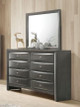 Manville Gray Rectangle Mirror shown with Optional Manville Gray 8 Drawer Dresser Room