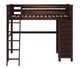 Lanier Espresso Twin Loft Bed with Storage Front View
