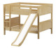 Most Fun Natural Full Size Low Bunk Bed with Slide