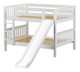 Most Fun White Twin Size Low Bunk Bed with Slide-Slatted Ends
