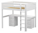 Cape May White Full Size Loft Bed with Desk and Storage-Panel Ends