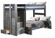 Tribeca Distressed Twin over Full Bunk Bed with Stairs-Distressed Walnut