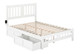 Dodie White Full Size Platform Bed Frame shown with Optional Set of 2 Storage Drawers Open